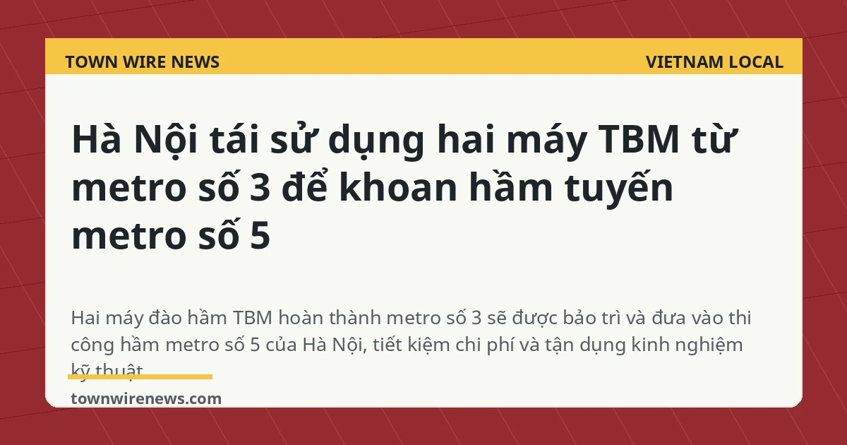 Hà Nội tái sử dụng hai máy TBM từ metro số 3 để khoan hầm metro số 5
