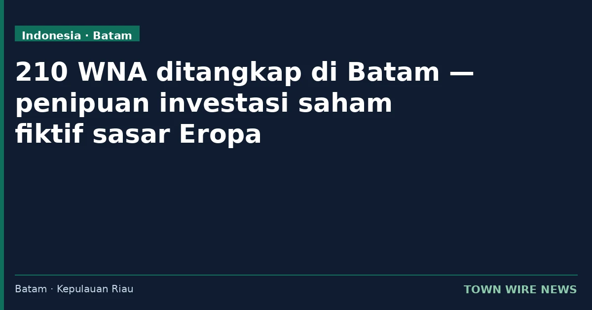210 WNA ditangkap di Batam: penipuan investasi saham fiktif sasar Eropa